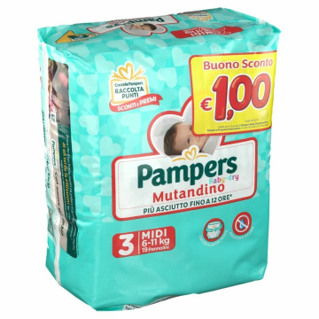 Pampers baby dry mutandina midi small pack 19 pezzi