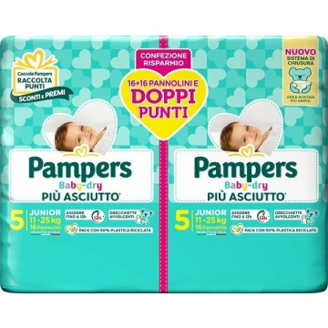 Pampers baby dry pannolino duo downcount junior 32 pezzi