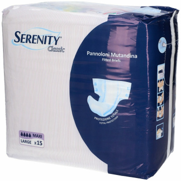 Pannolone per incontinenza a mutandina serenity classic formato maxi taglia large 15 pezzi