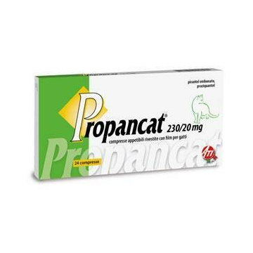 Propancat - 230 mg + 20 mg compresse rivestite con film per gatti, 24 compresse