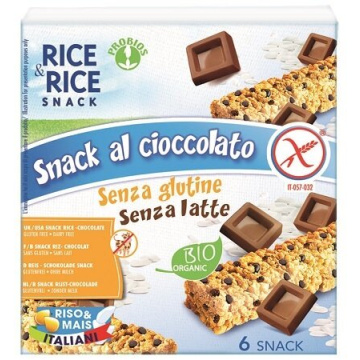 Rice&rice snack di riso al cioccolato 6 x 21 g senza lievito