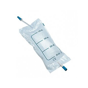 Sacca raccogli urina da gamba pharmaplast capacita' 750 ml lunghezza tubo 35 cm con lacci e rubinetto push-pull 30 pezzi