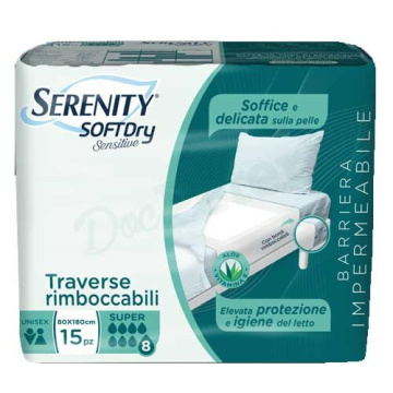 Serenity Soft Dry Sensitive Traversa Assorbente Super 80x180 15 pezzi