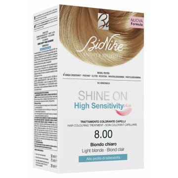 Shine on high sensitivity plus biondo chiaro 8,00 rivelatore in crema 75 ml + crema colorante 50 ml