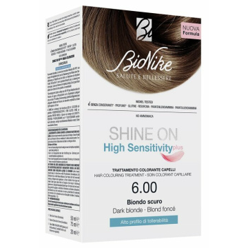 Shine on high sensitivity plus biondo scuro 6,00 rivelatore in crema 75 ml + crema colorante 50 ml