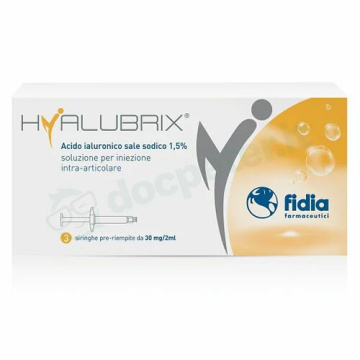 Siringa intra-articolare hyalubrix acido ialuronico 1,5% 30 mg 2 ml 3 pezzi no eto