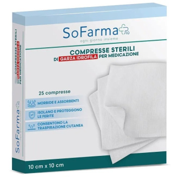 Sofarmapi— 25 compresse sterili di garza idrofila 10x10cm