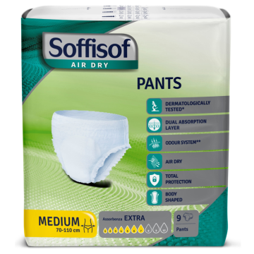 Soffisof air dry pants extra taglia medium 9 pezzi