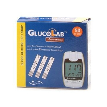 Strisce misurazione glicemia glucolab auto coding ad elettrodo 50 pezzi