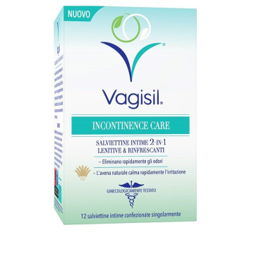 Vagisil incontinence care salviettine intime 2in1 lenitive rinfrescanti 12 pezzi