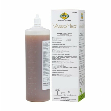Varromed 5 mg/ml + 44 mg/ml dispersione per arnie per api mellifere - 5 mg/ml + 44 mg/ml dispersione per arnie per api mellifere, flacone 555 ml