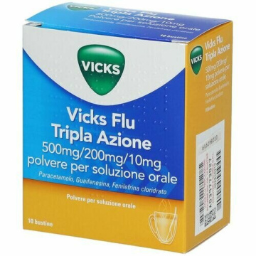 Vicks Flu Tripla Azione Polvere Paracetamolo Influenza 10 bustine