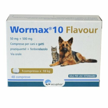 Wormax 10 Flavour 50 mg + 500 mg per Cani e Gatti 48 compresse