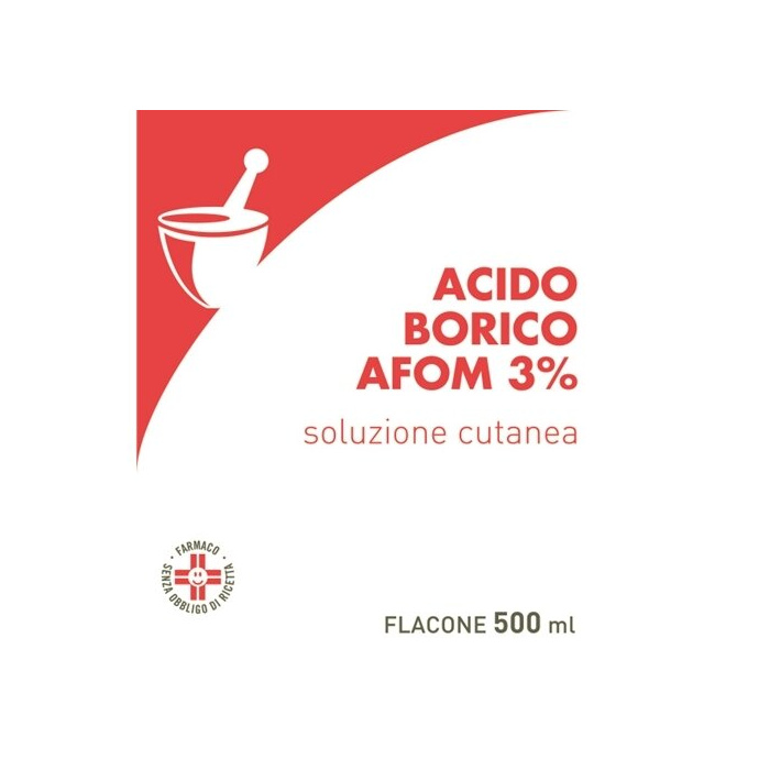 Acido borico afom 3% soluzione cutanea flacone 500 ml