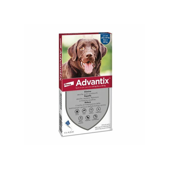 Advantix Spot-On Gocce Antiparassitarie Cani Oltre 25 Kg 4 Pipette