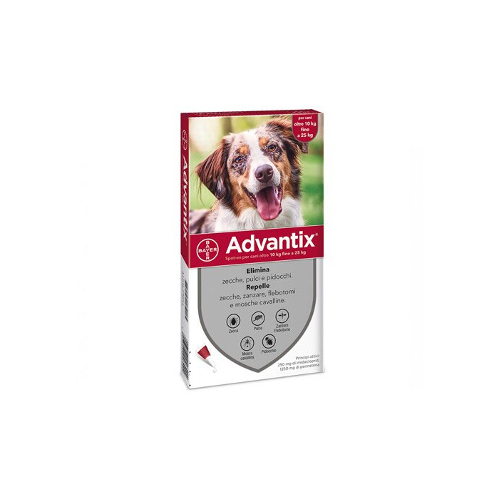 Advantix spot-on per cani 10- 25 kg 6 pipette da 2,5 ml