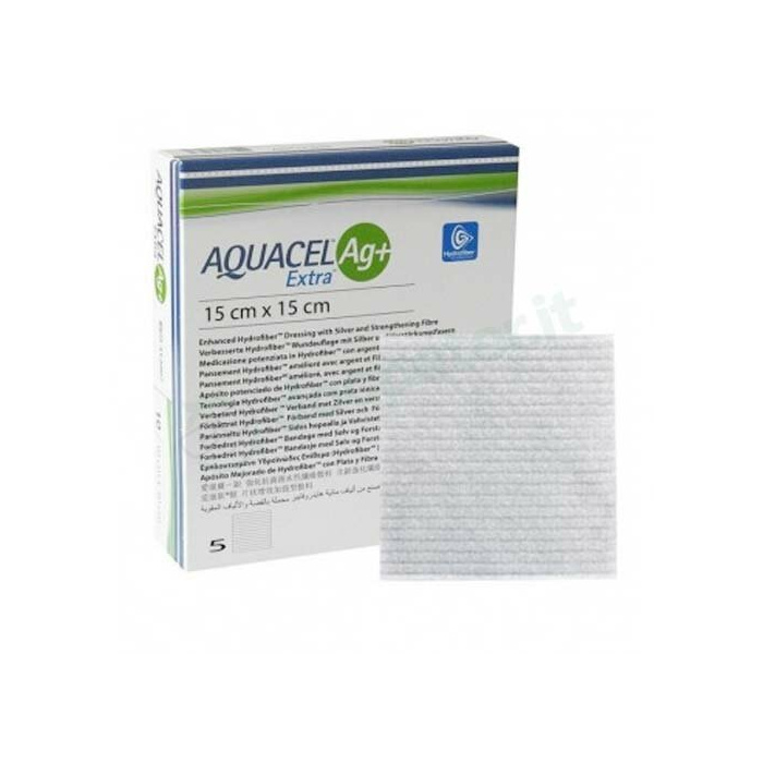 Aquacel Ag+ Extra Medicazione Ioni Argento 15x15cm 5 Garze