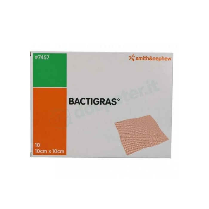 Bactigras Garza Medicata Con Clorexidina Acetato 0,5% 10x10 cm 10 Pezzi