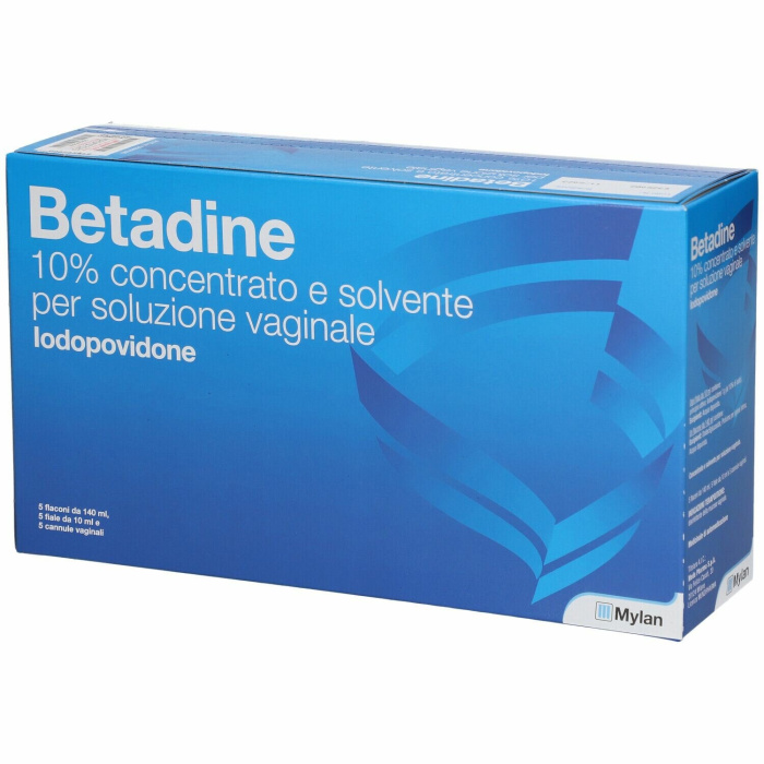 Betadine soluzione vaginale disinfettante 5 flaloidi+ 5 flaconi + 5 cannule