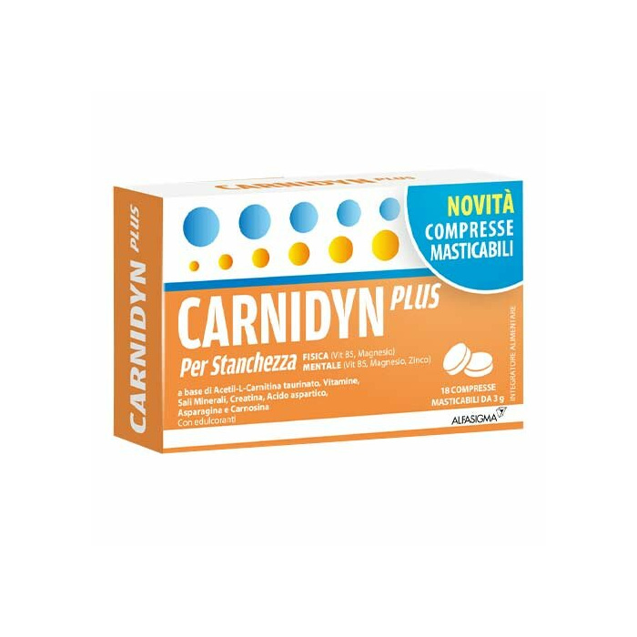 Carnidyn Plus Integratore con Carnitina 18 Compresse Masticabili