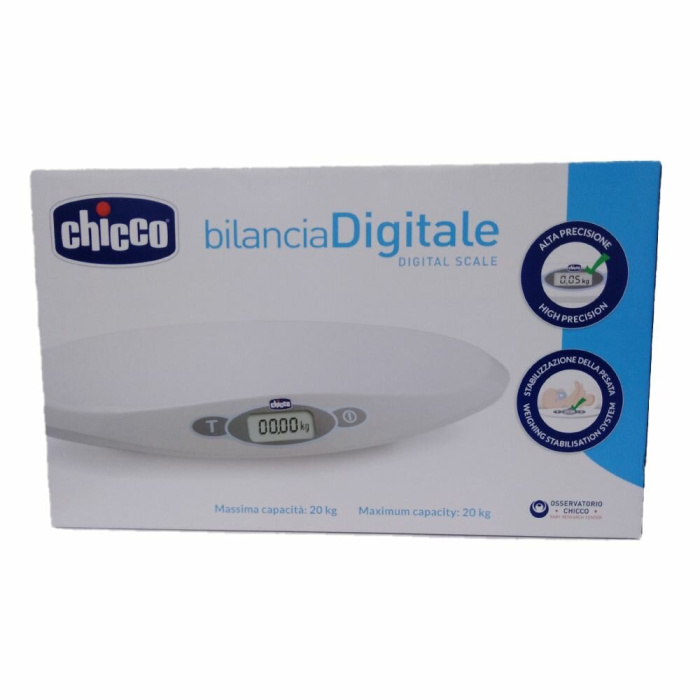 Chicco Bilancia Digitale Per Neonati E Bambini, Bianco, ‎24.02 x 13.58 x  2.52 cm, 1.5 Kg, 22445.28 cubic centimeters, 1.5 kilograms, 1 unità, 1