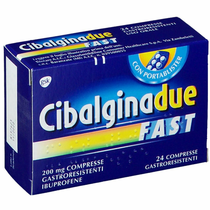 Cibalgina due fast 200 mg ibuprofene antinfiammatorio 24 compresse