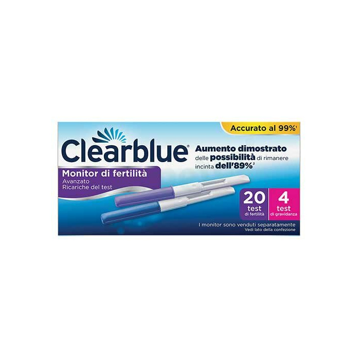 Clearblue Advanced Test di Ricambio per Monitor di Fertilità 20 Test di Fertilità + 4 Test di Gravidanza