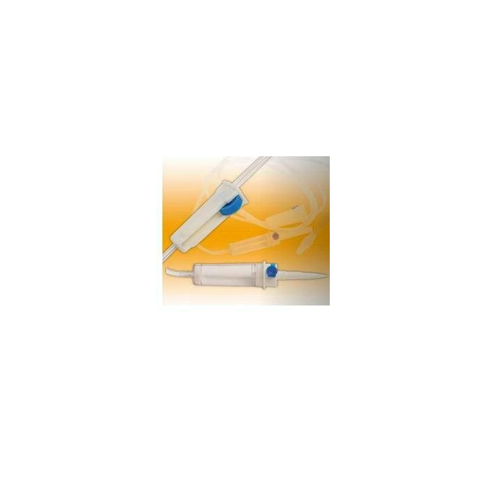 Deflussore per infusione con ago sterilizzato con ossido dietilene con roller apirogeno curain monouso 1 pezzo