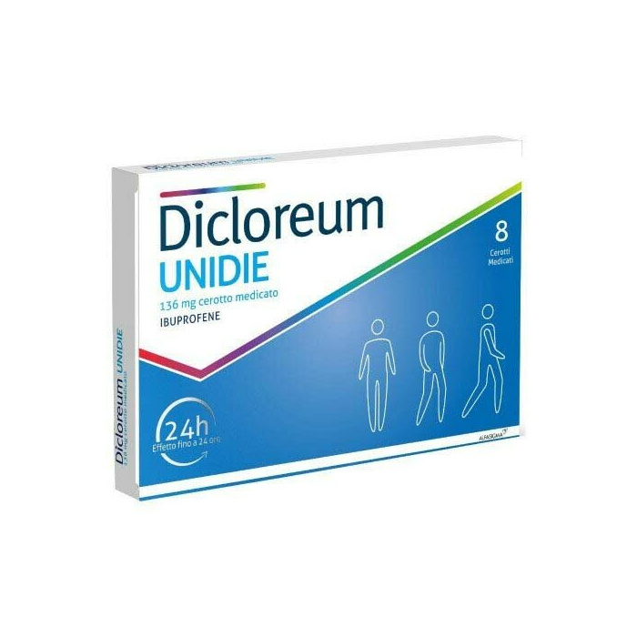 Dicloreum unidie 8 cerotti medicati con ibuprofene 136 mg