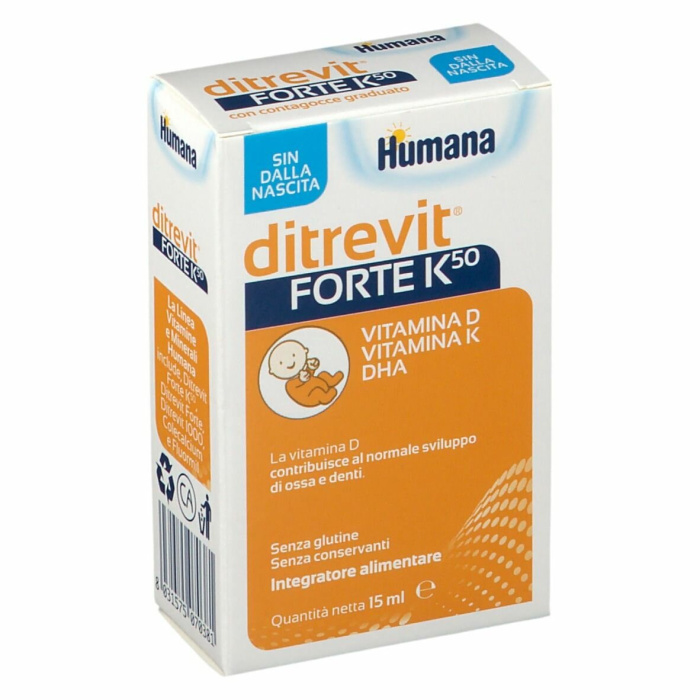 Humana Ditrevit Forte K50 Integratore Vitamina D K e DHA Gocce 15 ml