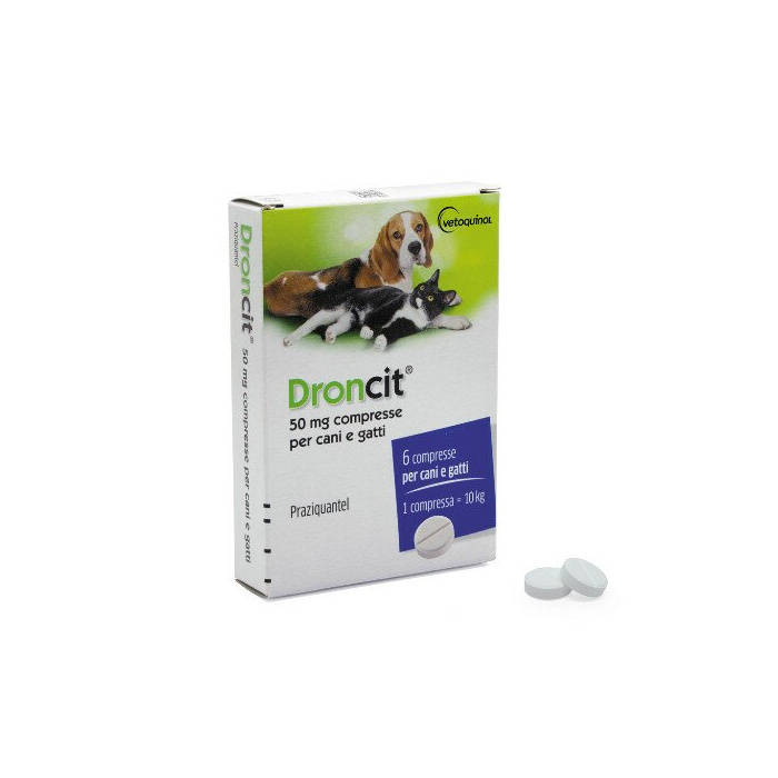 Droncit 50 mg compresse per cani e gatti. - 50 mg compresse per cani, gatti 6 compresse