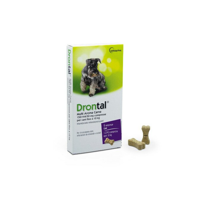 Drontal Multi Aroma Carne 150 mg + 144 mg + 50 mg per cani fino a 10 kg 6 compresse