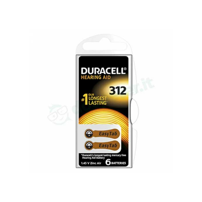 Duracell 312 EasyTab 6 Batterie Apparecchio Acustico Marrone