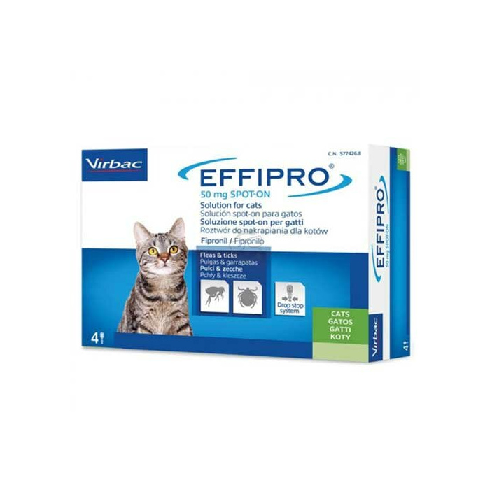 Effipro spot-on soluzione 4 pipette 0,5 ml 50 mg gatti