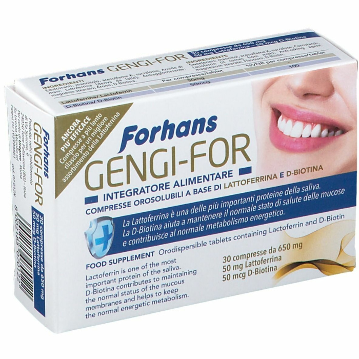 Forhans Gengi-For Integratore di Lattoferrina e D-Biotina 30 Compresse Orosolubili