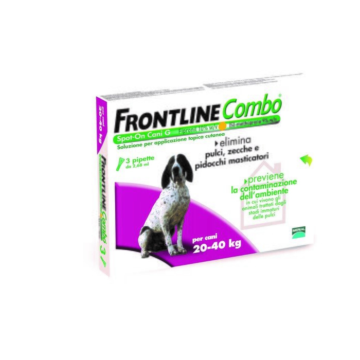 Frontline combo spot-on cani g - 268 mg + 241,2 mg soluzione spot on per cani di taglia  grande 3 pipette da 2,68 ml