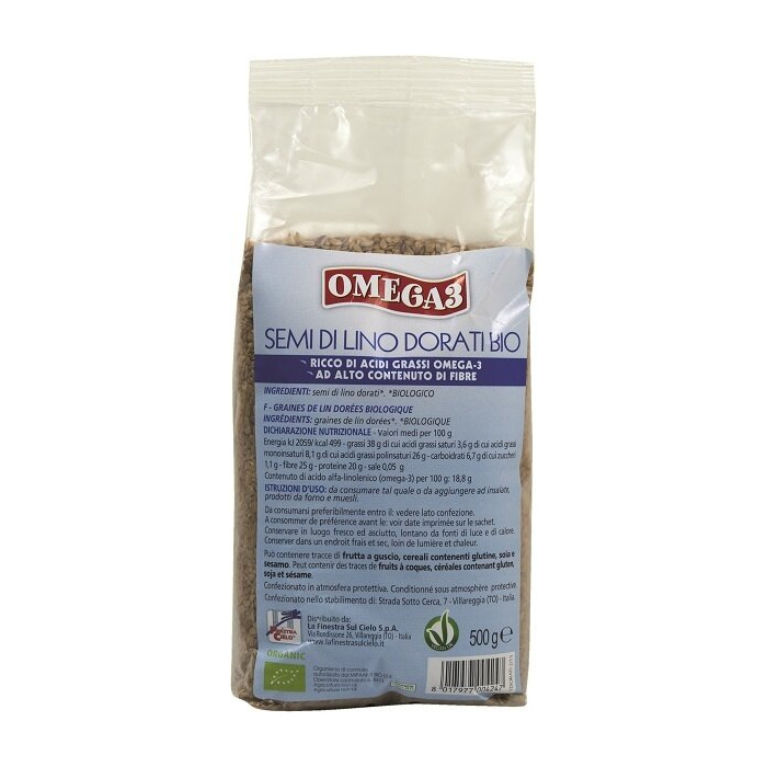 Fsc omega3 semi di lino dorati bio ad alto contenuto di fibra 500 g