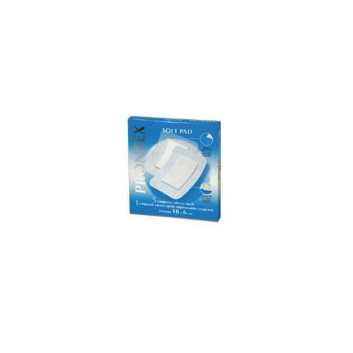 Garza compressa prontex soft pad 10x6 cm 6 pezzi (5 tnt + 1impermeabile aqua pad)