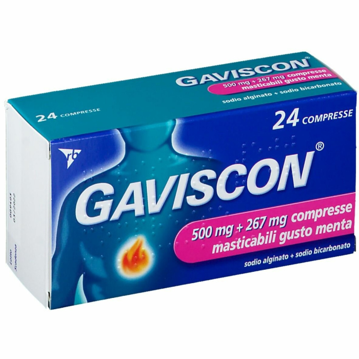 Gaviscon 24 compresse masticabili aroma menta 500mg+267mg