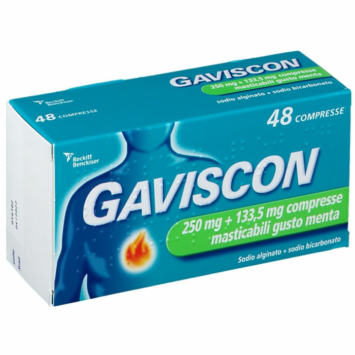 Gaviscon 48 compresse masticabili aroma menta 250 mg + 133,5 mg