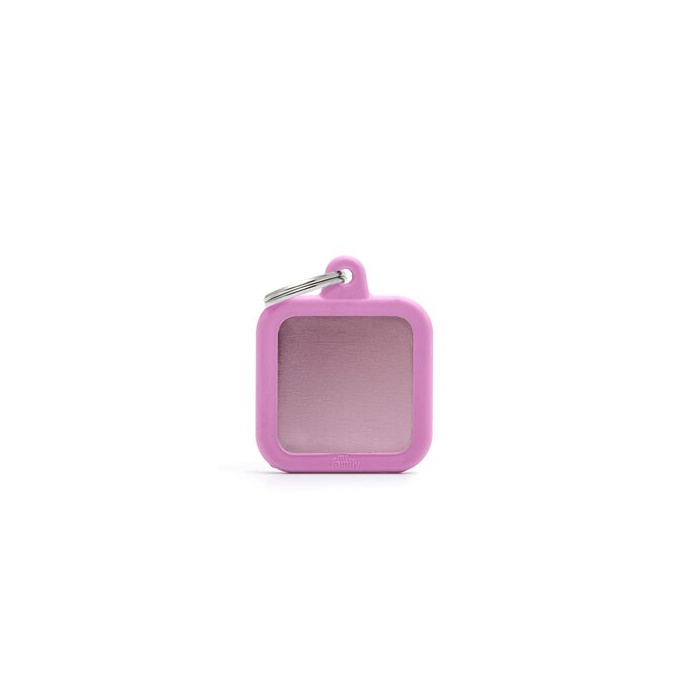 Idpuppy medaglietta quadrata rosa