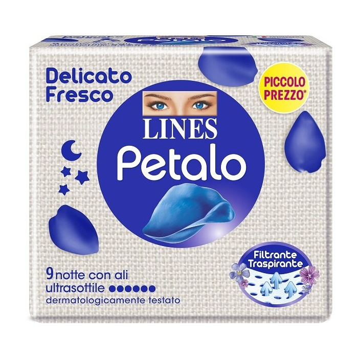 Lines Petalo Blu Notte Assorbenti Con Le Ali 9 Pezzi