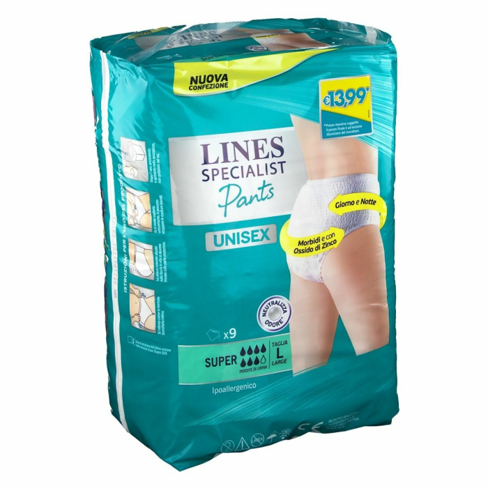 Lines Specialist Super Pants Mutandina Assorbente 9 Pezzi Taglia L