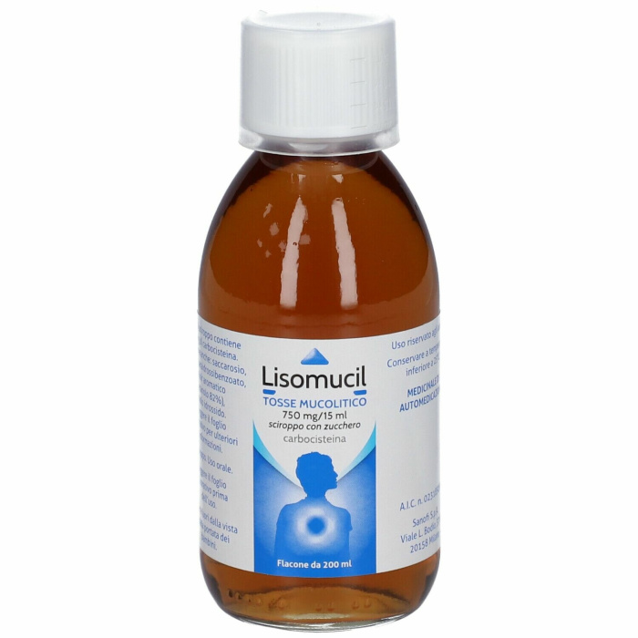 Lisomucil sciroppo tosse mucolitico adulti 750 mg/15 ml 200 ml