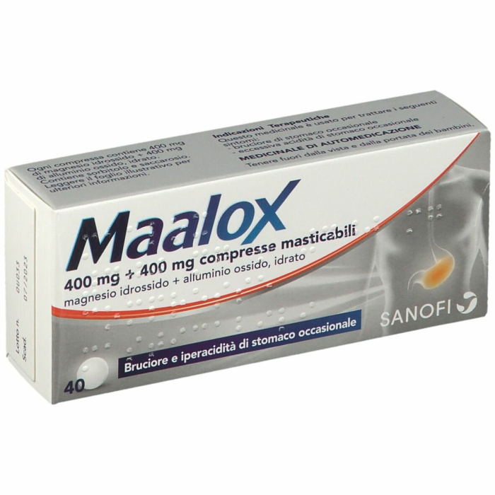 Maalox compresse masticabili 40 antiacido 400 mg + 400 mg