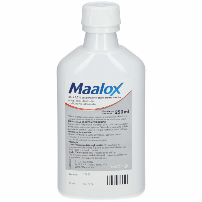 Maalox sospensione orale aroma menta 4%+3,5% antiacido 250 ml