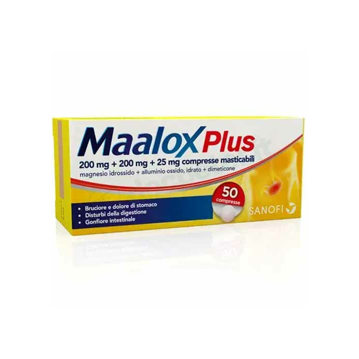 Maalox plus 50 compresse masticabili antiacido antigonfiore