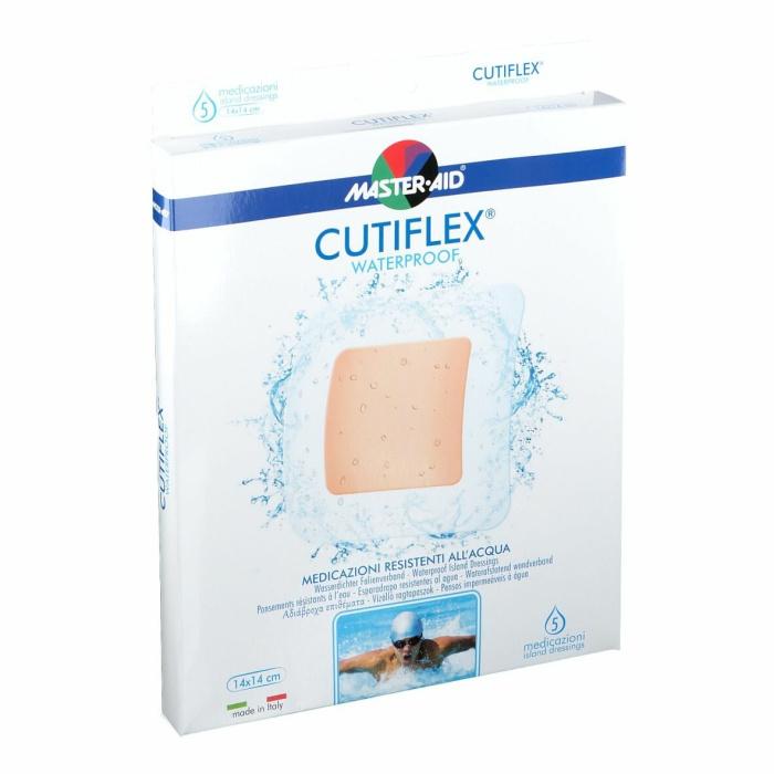 Medicazione adesiva impermeabile trasparente master-aid cutiflex 14x14 5 pezzi