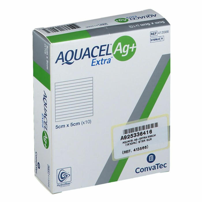 Aquacel™ Ag+ EXTRA™ Medicazione con Ioni Argento 5x5cm 10 unità