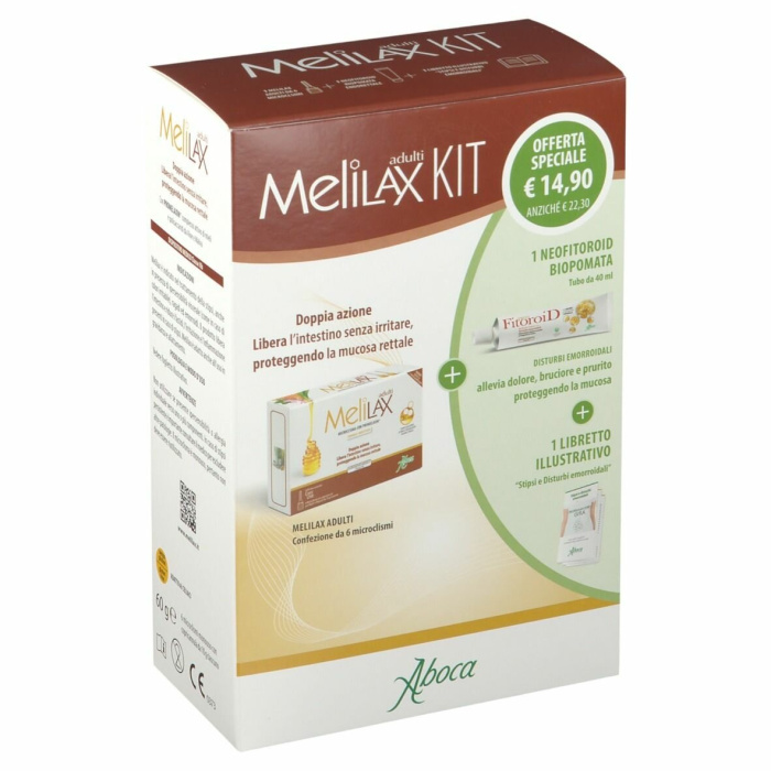 Melilax Adulti Kit Microclismi Evacuativi 6 Pezzi + Tubo Rettale 40 ml